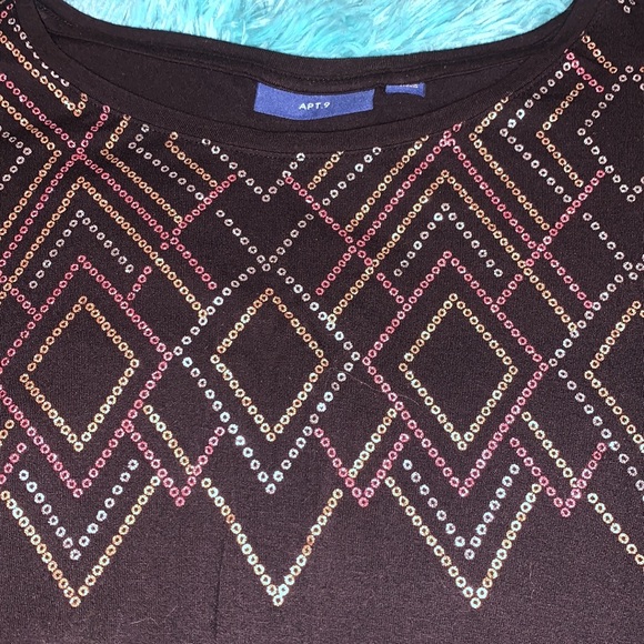 Apt 9 sparkly black short sleeve top - Picture 2 of 6